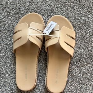 American Eagle Outfitters Cream Slide Sandals